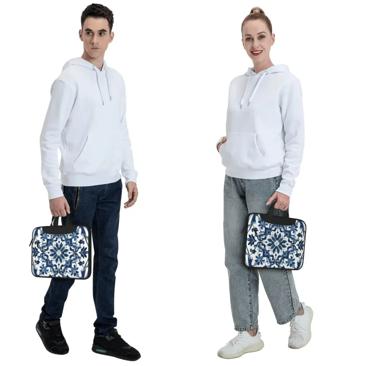 Blue And White Majolica Pattern Crossbody Laptop Bag Case Computer Bag 13 14 15.6 Inch Notebook Pouch for Macbook Pro