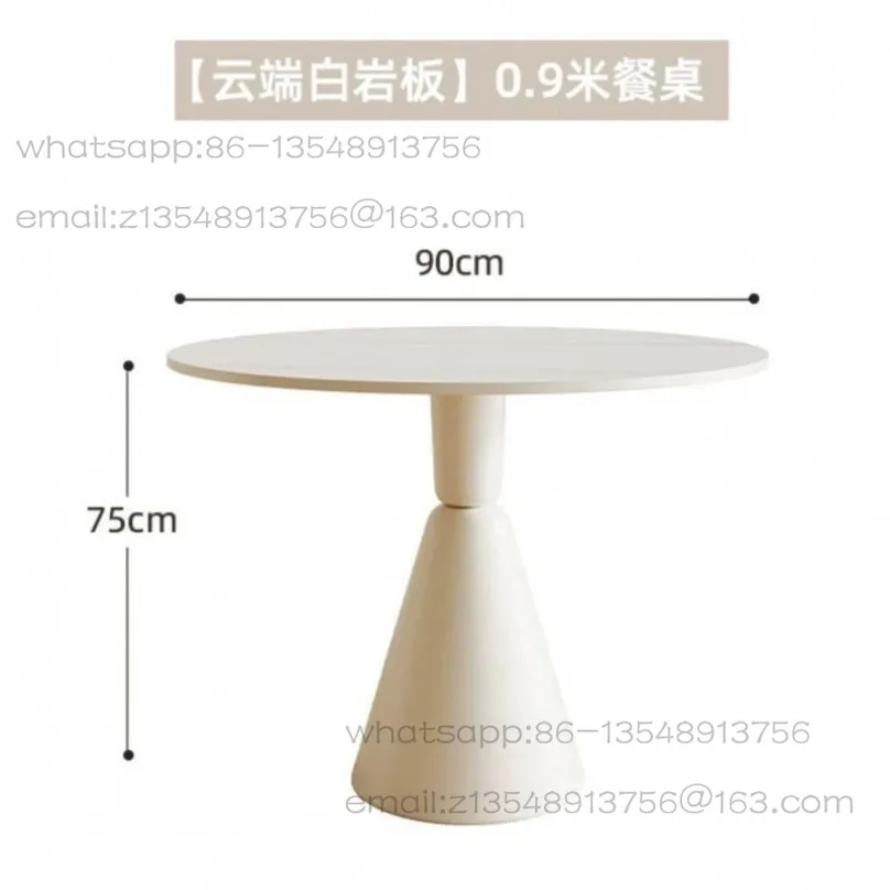 Snow mountain white rock slab + Holy Grail table legs, 90cm diameter, one table and four chairs small round table