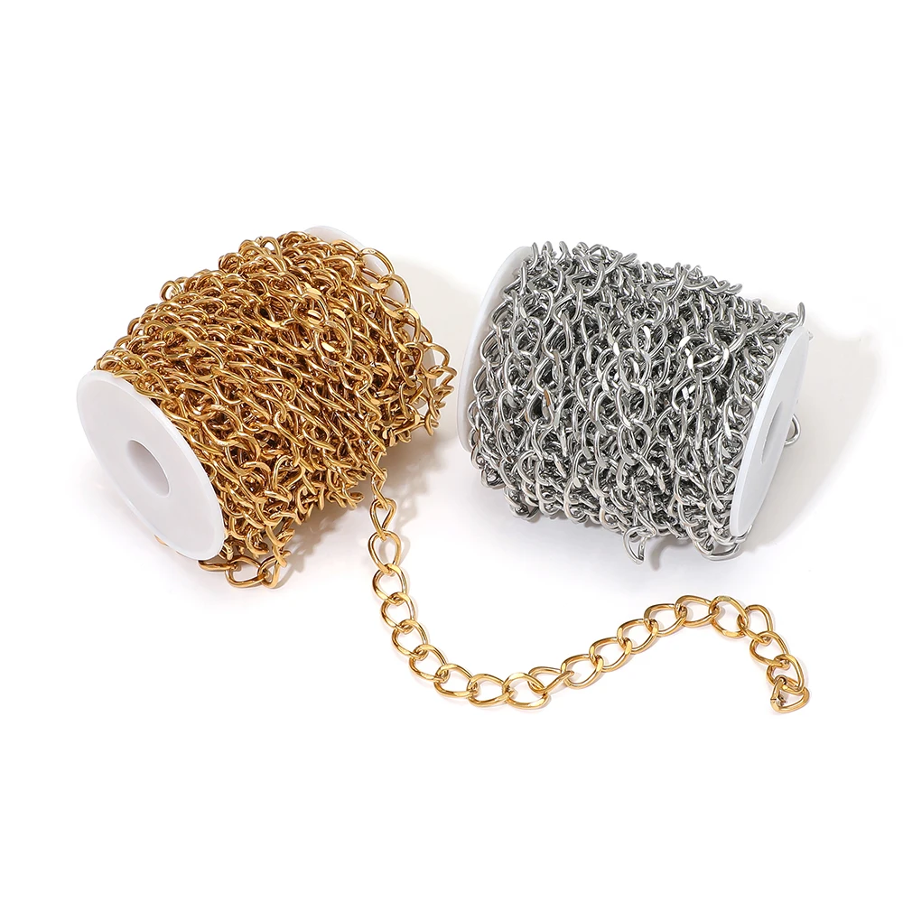 1 Meter Edelstahl-Kubanische Ketten 18K PVD-Vergoldete Ketten für DIY-Handwerk Schmuckzubehör Herren-Halsketten Armbänder Herstellung – Detail 2