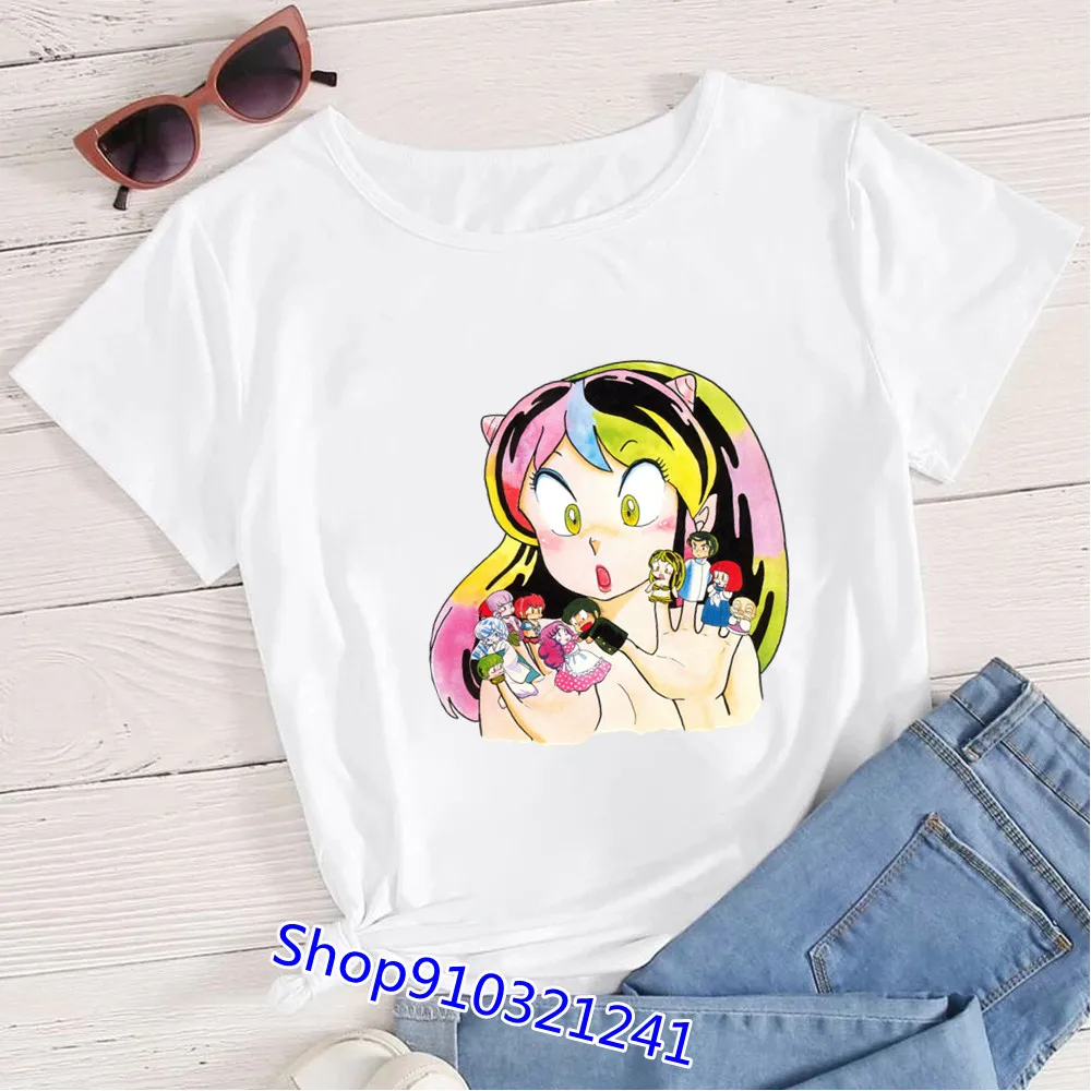 Anime tshirt women Urusei Yatsura and tsuira vintage 90s Tops grunge streetwear t-shirt print japanese t shirt graphic tees