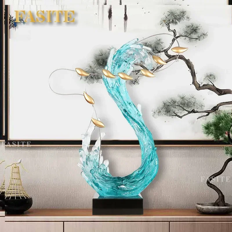 For Transparent Imitation Glass Abstract Resin Sculpture Ornament Handicraft Art Decoration for Hotel Home Porch Modern Decor