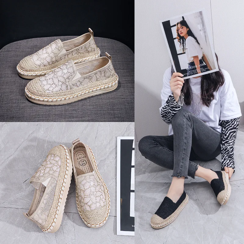 Summer Women\'s Shoes 2023 New Fashion Braid Mesh Breathable Lightweight Flat Bottomed Casual Shoes for Women Zapatos De Mujer