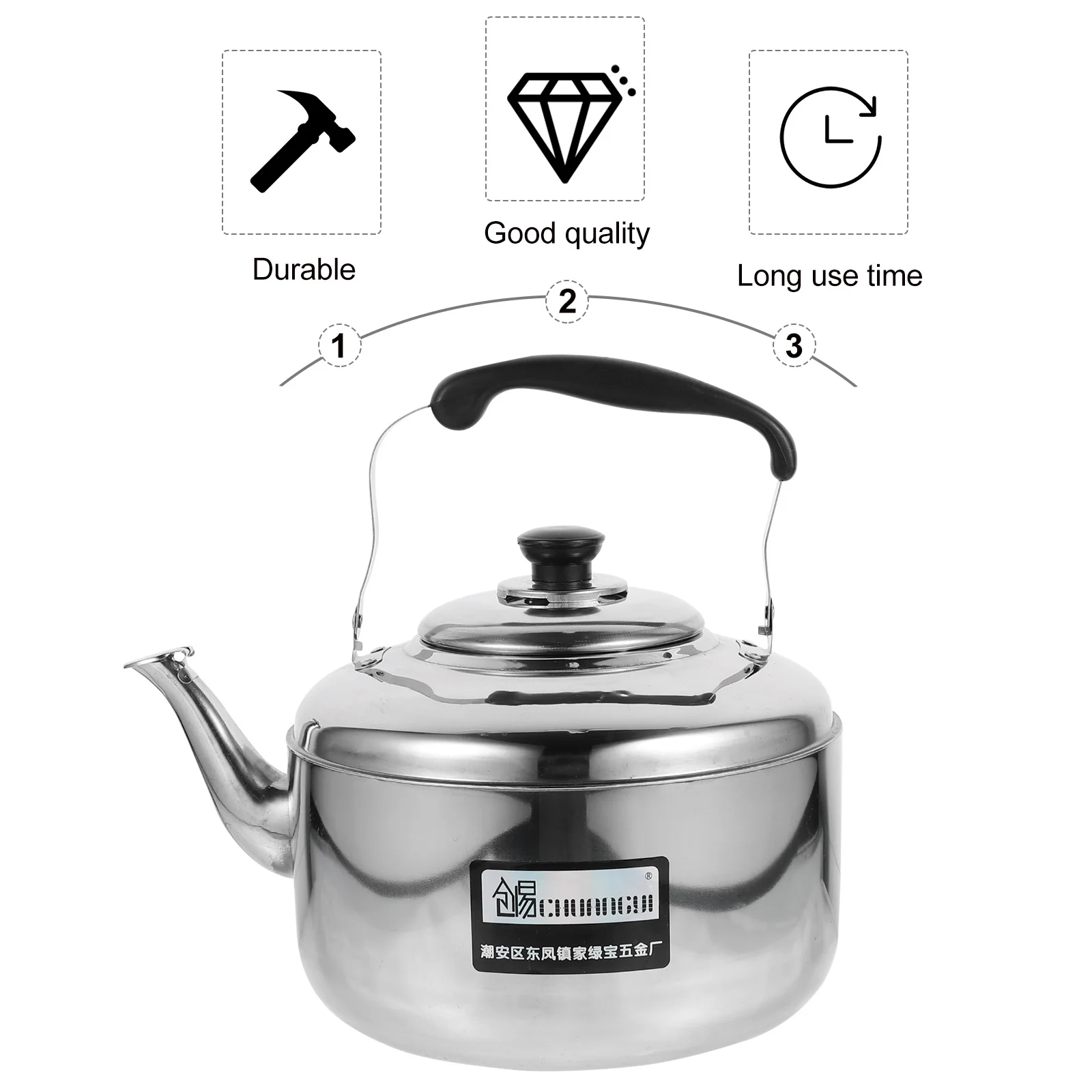 

5L Stainless Steel Sounding Kettle Large Capacity Fast Heating Anti-Scald Handle Boil Alert Teakettle For Home Kitchen