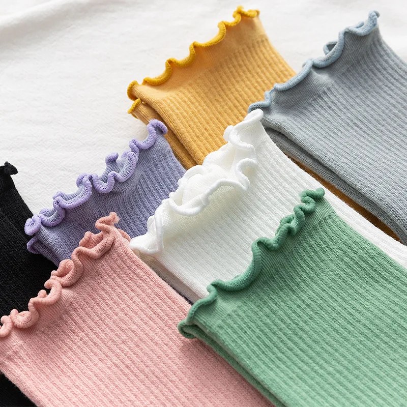 Japanese Ruffled Edge Cotton Split Toe Socks Solid Color Two-Toed Sock Unisex Harajuku Simple Tabi Socks High Elastic Hosiery