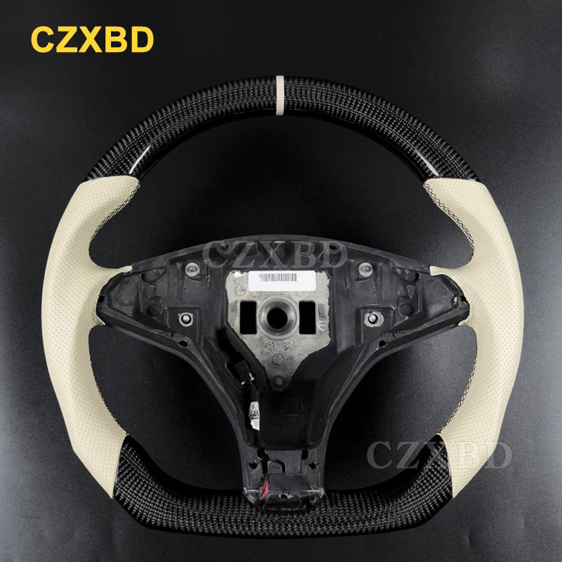 For Tesla Model S Model X 2013-2021 Real Glossy Matte Carbon Fiber Steering Wheel High Quality Leather Alcantara Customized - Image 6