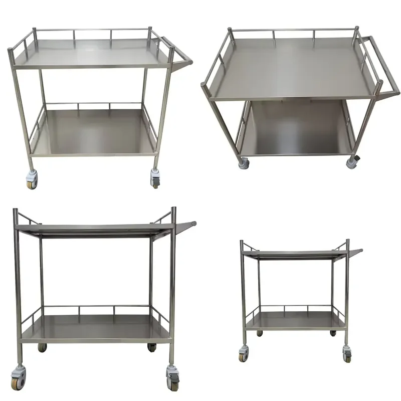for Hospital 304 Stainless Steel Nurse Trolley with Wheels for Drug Transfer High Quality Medical Furniture Cart