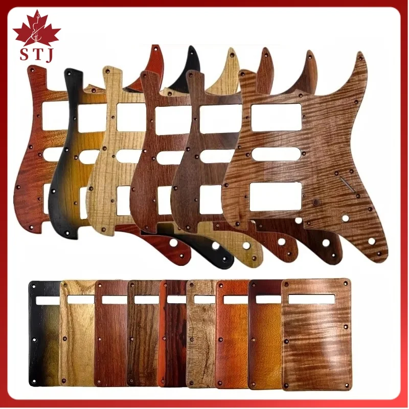 Handgefertigte, massive Holz-Schlagplatte für HSH Strat-E-Gitarre, 11 Schraubenlöcher mit Rückplatte, Gitarren-Ersatzteile