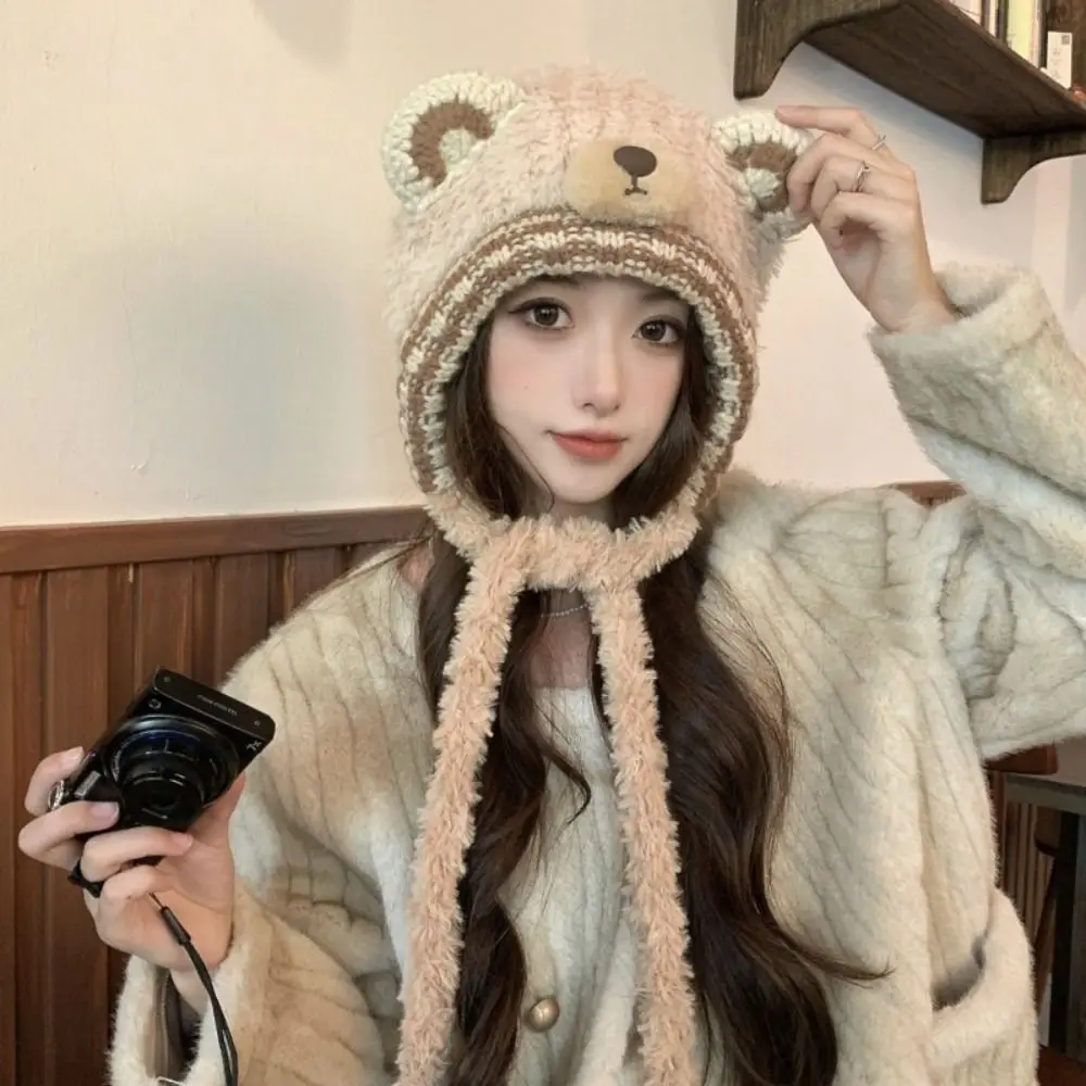 

Модная морозостойкая шапка из искусственного меха, утепленная милая теплая шапка с медвежьими ушками, защита от холода, монгольская шапка, женские аксессуары