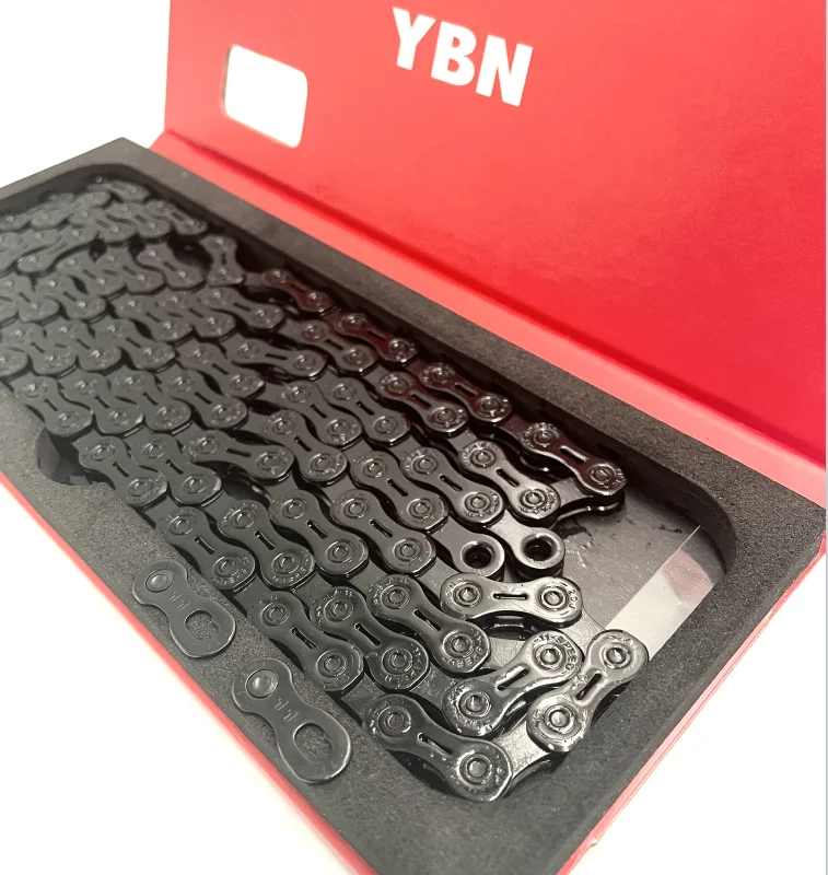 YBN Bike Chain  9 10 11 12s speed SLA Black hollow  oil slick Titanium coating MTB road bike chain for Shimano/ SRAM DLC Chain