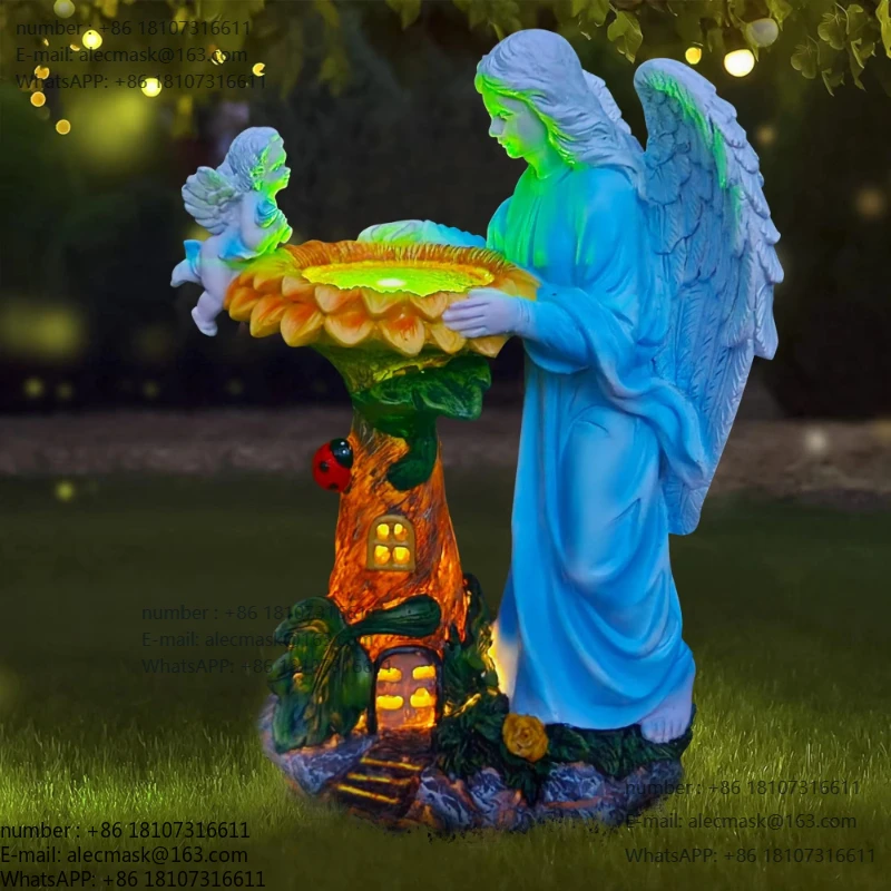 

Waterproof IP65 Solar Eco-Friendly Rechargeable LED Garden Statue Color-Changing Light Angel Figurine Outdoor Decor Christmas