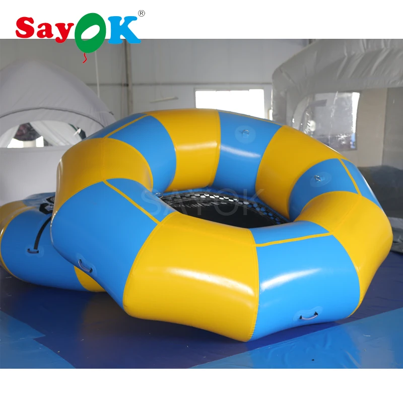 3/4/5m Dia. Pvc Inflatable Water Trampoline Inflatable Water Bouncer Portable Bounce Swim Platform For Lakes Pools