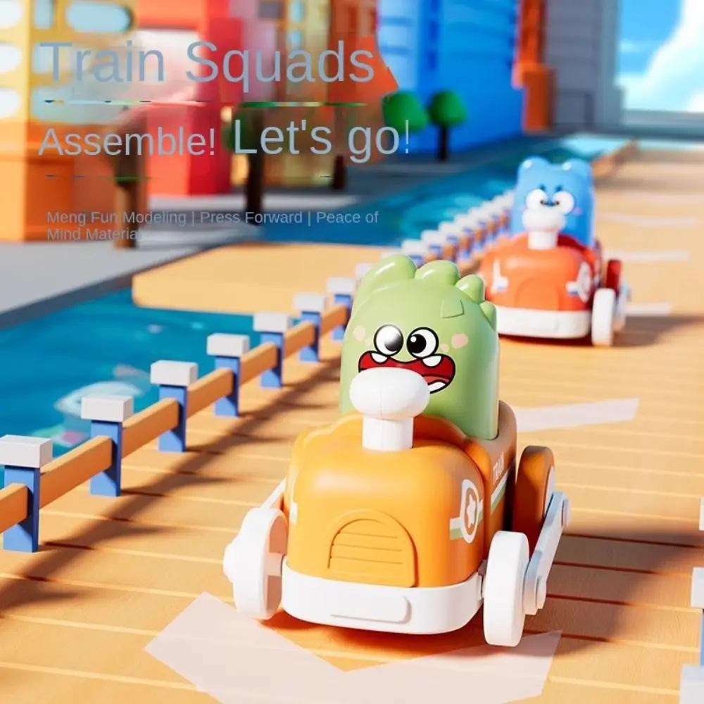 Creatief dierentrein Power Toy Botsing Uitwerpen Auto Glijden Speelgoed Rebound Cartoon Puzzel Speelgoedauto Kinderen