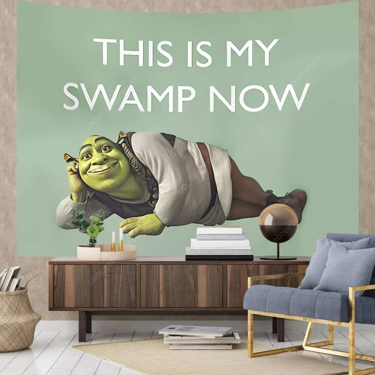 Shrek Pink Tapestry Get Out of My Swamp Tapestries Funny Meme Tapestry Wall Hanging Art Poster for Bedroom Living Room Decor