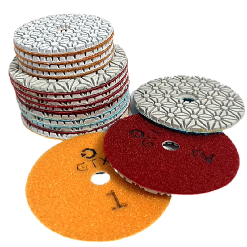 3-step diamond polishing pad dry wet polishing disc 123 # marble granite concrete flexible grinding disc