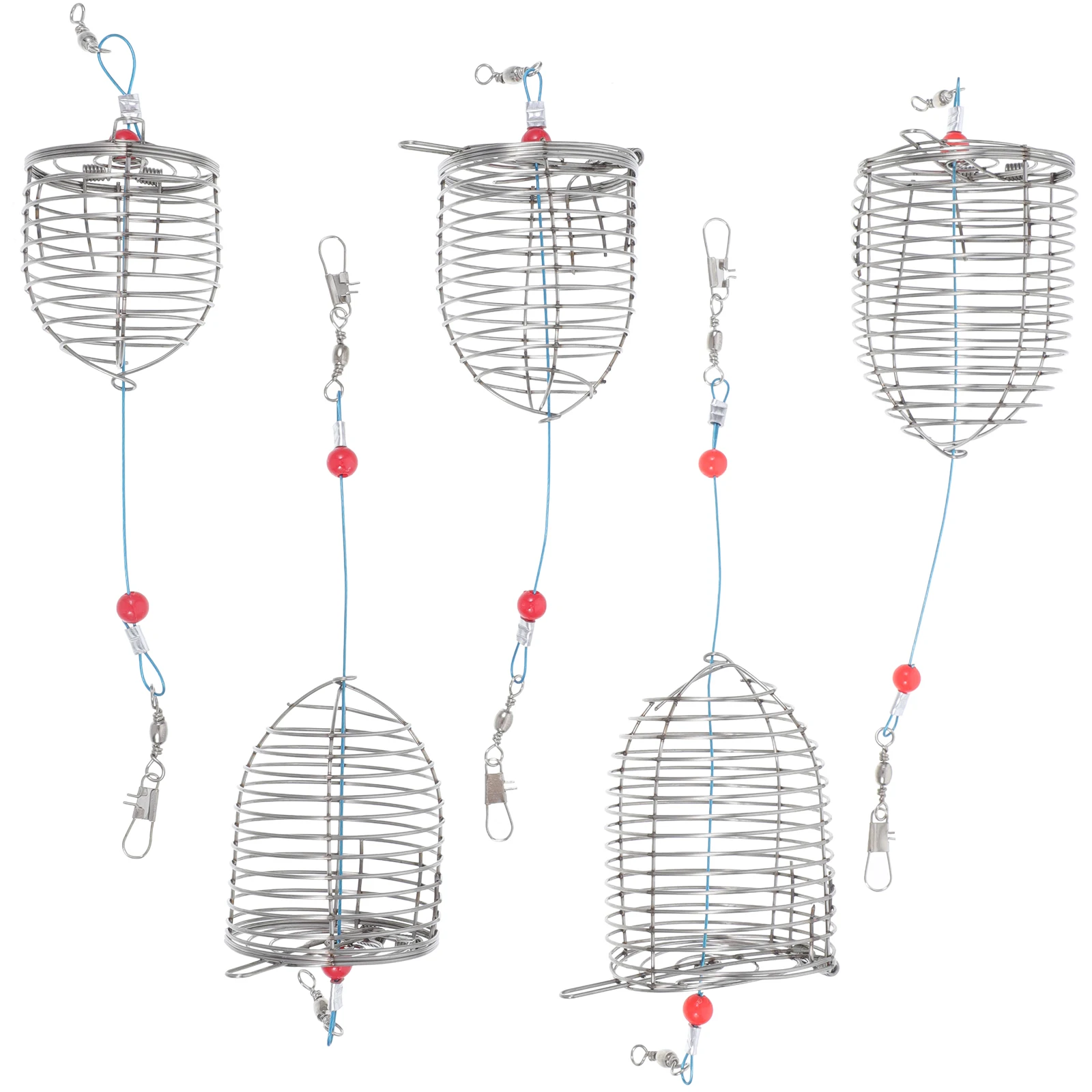 

5 Pcs Stainless Steel Bait Cage Fish Lure Basket Fishing Trap Feeder for Holder Baskets