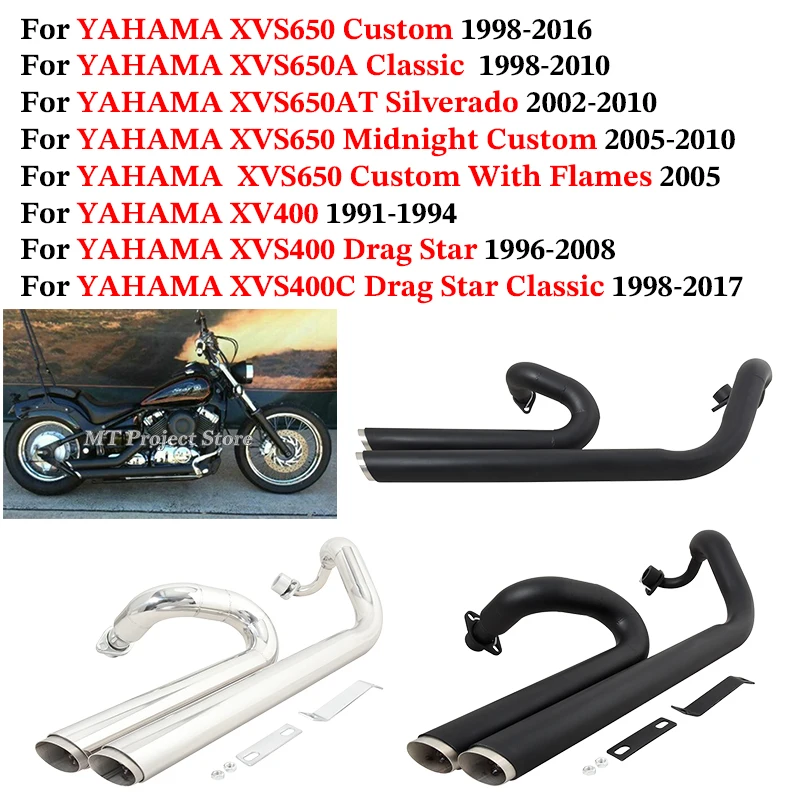 Slip-On für Yamaha Drag Star V Star 650 400 XVS650 DS650 XVS400 650A DRAGSTAR 400 Motorrad-Auspuffanlage Schalldämpferrohr