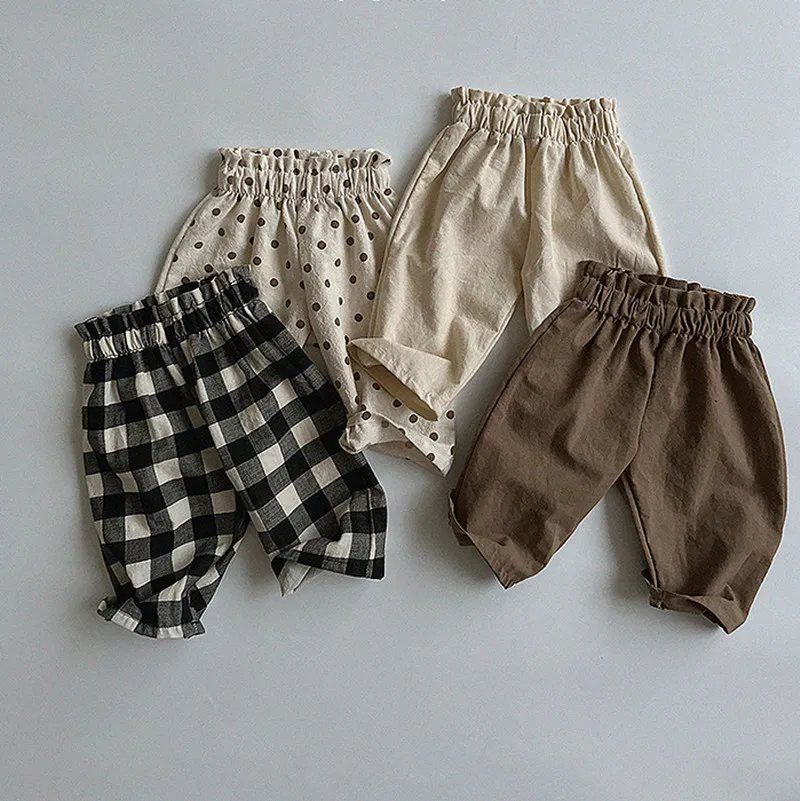 

Spring and Autumn Mosquito Prevention Pants Children's Boys and Girls' Baby Versatile Casual Pants Plaid Pants