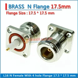 L16 N Female Jack 4 hole Flange O-ring Bulkhead Panel Mount Nut Waterproof 17.5 * 17.5 mm PTFE Brass RF Coaxial Adapters