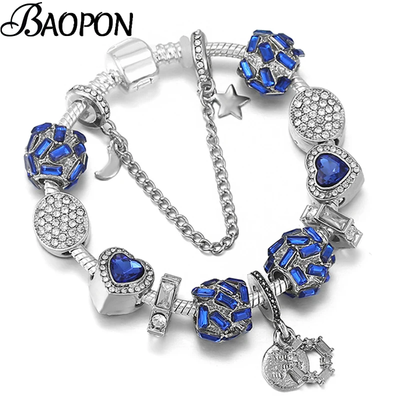 

High Quality Crystal Beads Charm Bracelet For Women With Star Safety Chain Brand Bracelet Diy Jewelry Gift Dropshipping