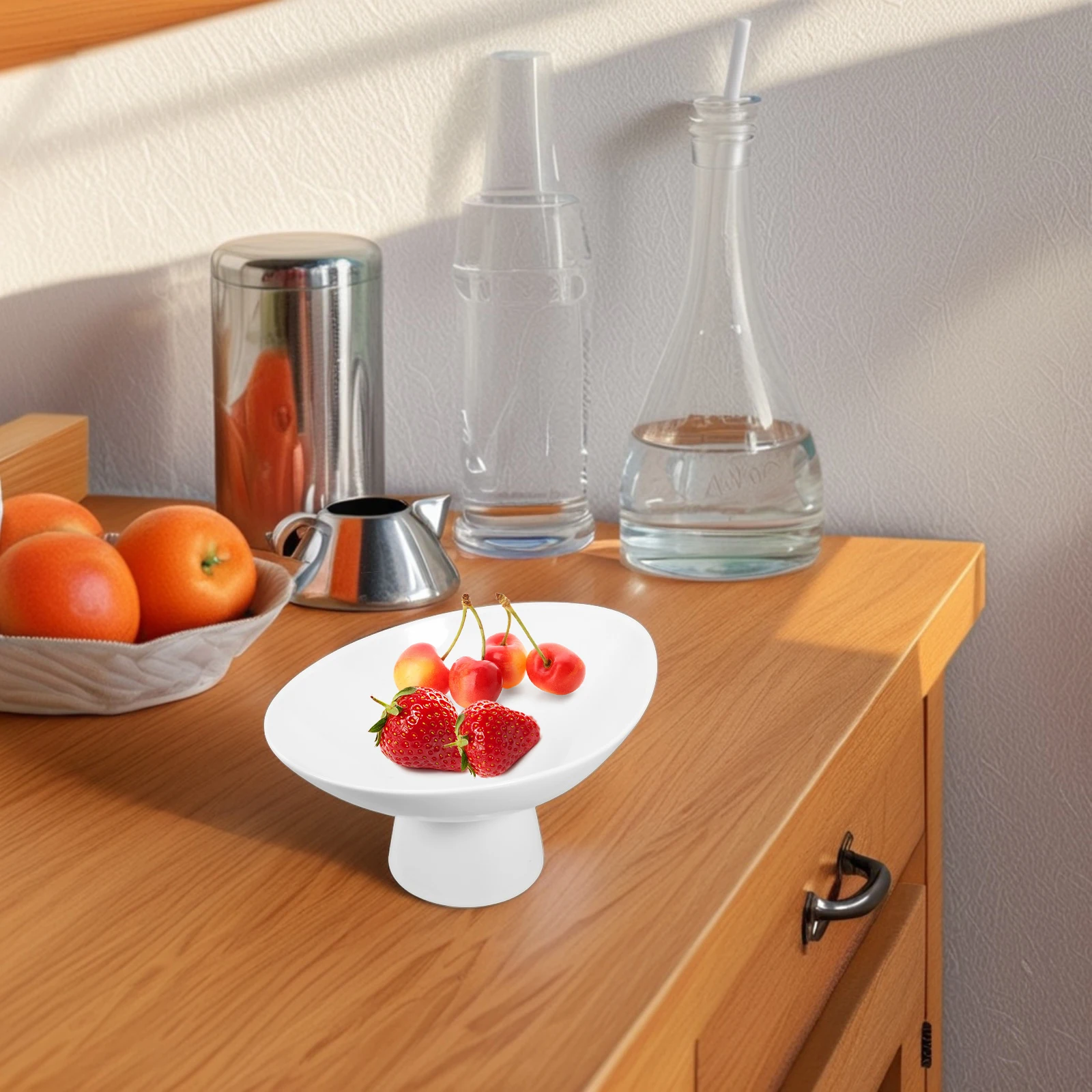 

Керамическая ваза для фруктов на ножках, элегантный белый поднос для десерта, центральная часть стойки, подставка для кухонного стола