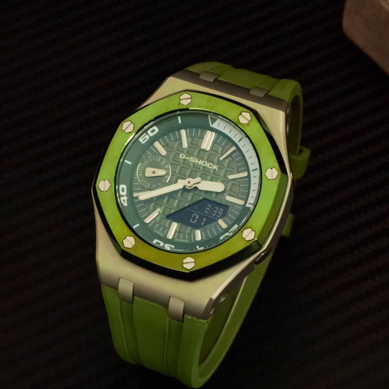 

Suitable CasiaGA2100Farmer Oak Modified Green Offshore Stainless Steel Watch Fluorine Rubber Strap Metal