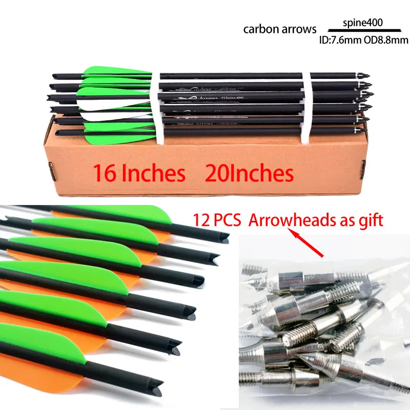 Imagem -03 - Carbon Archery Seta para Arco Caça Tiro 16 17 18 20 22 12 Pcs