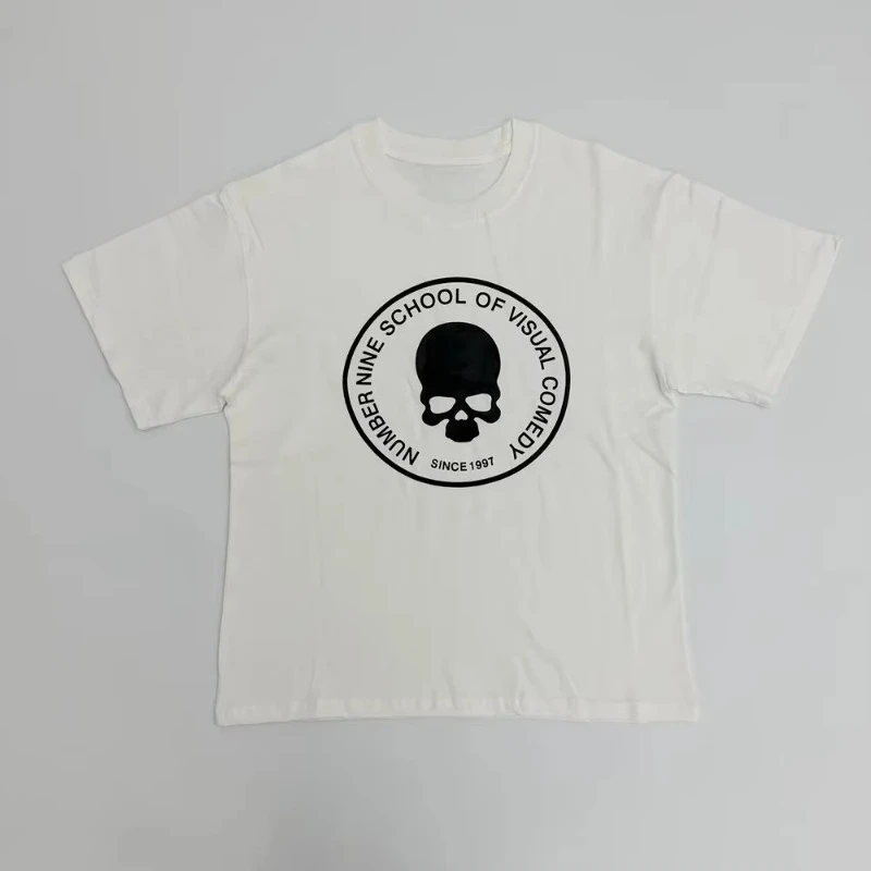 2026 Summer Fashion Brother Number Nine 04S Skull Printed Y2K Printed Short Sleeve T-shirt Men and Women Dark European Top Tee