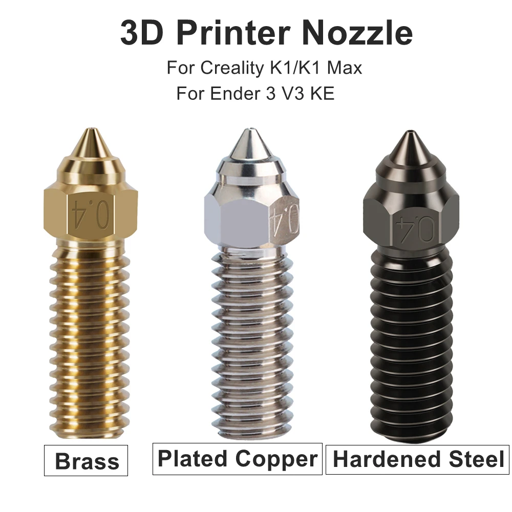 For Ender 3 V3 KE Nozzle Brass Plated Copper Hardened Steel High Speed 3D Printer Nozzles For Creality K1 / K1 Max / CR-M4