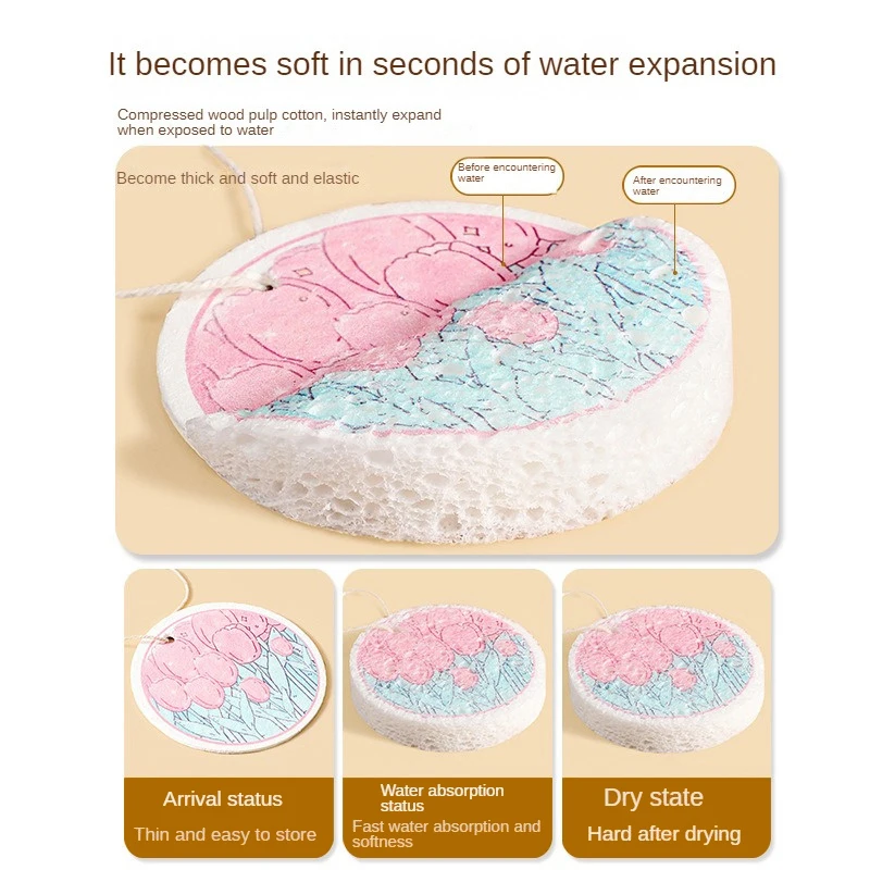 1PC Wood Pulp Cotton Sponge Wipe Compressed Wood Paddle Sponge Sponge Brush Pot Round Flower Kitchen Dishcloth