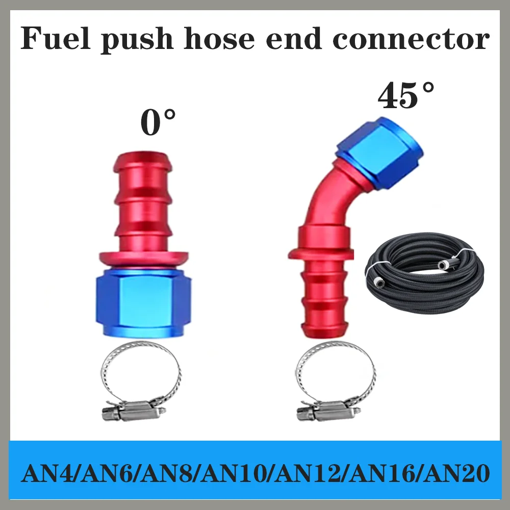 Red Blue AN4 AN6 AN8 AN10 AN12 AN16 AN20 Push-on Hose End Fittings Fuel Oil Cooler Hose Fitting 0 45 Degree Connection Adapter