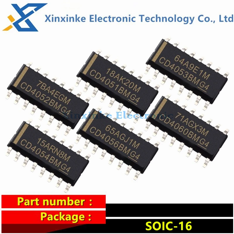 10PCS CD4051BM96/4052/4053/4054/4056/4060BM96 SOIC-16 Counter ICs CMOS 14-St Ripple- Carry Binary CD4052BM CD4053BM CD405BM