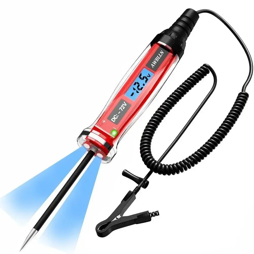 

3-72V DC Auto LCD Digital Light Heavy Duty Circuit Fuse VoltageTester with Voltmeter Polarity Indicate and Illuminating Lights