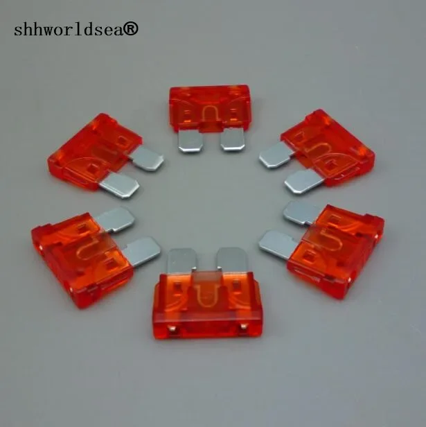 

shhworldsea Free Shipping 100PCS/lot AUTOMOTIVE CAR BLADE FUSE BOX SUV TRUCK CAR FUSES 10A Medium Size Auto Red Fuse