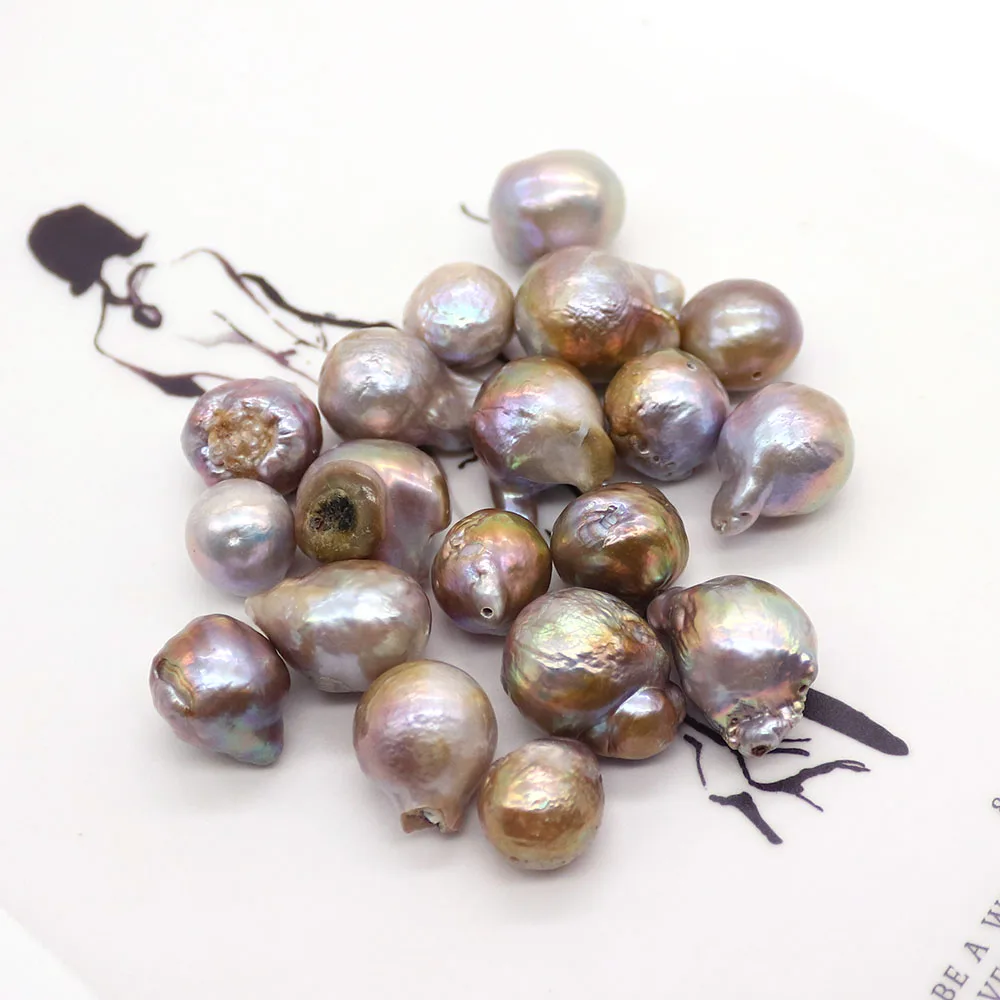 Natural Freshwater Purple Straight Hole Pearls Irregular Edison Pearls Scattered Beads Jewelry Making DIY Gifts 5 Pcs Wholesale