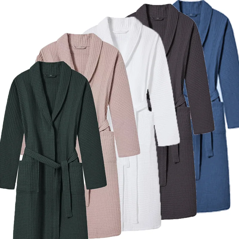 Multi Colors Cotton Men's and Women's Bathrobe Hotel Absorbent and Skin Friendly Couple's Long Sleeve Home Clothing Bath Robes