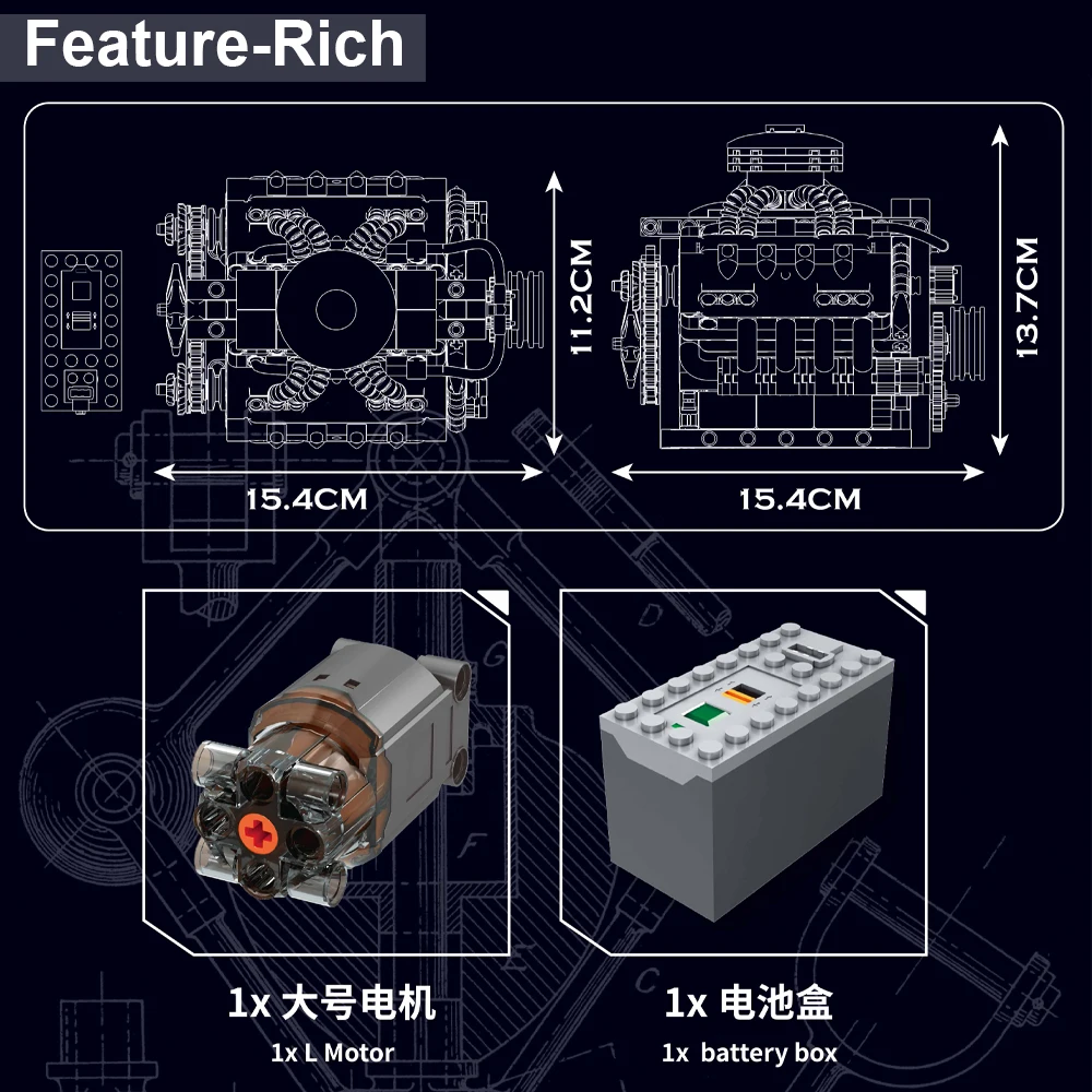 Schimmel Koning Technologie 10171 Supercar V8 Motor Model Bouwsteen kits MOC Montage puzzel Baksteen Speelgoed voor kind Kerstcadeaus