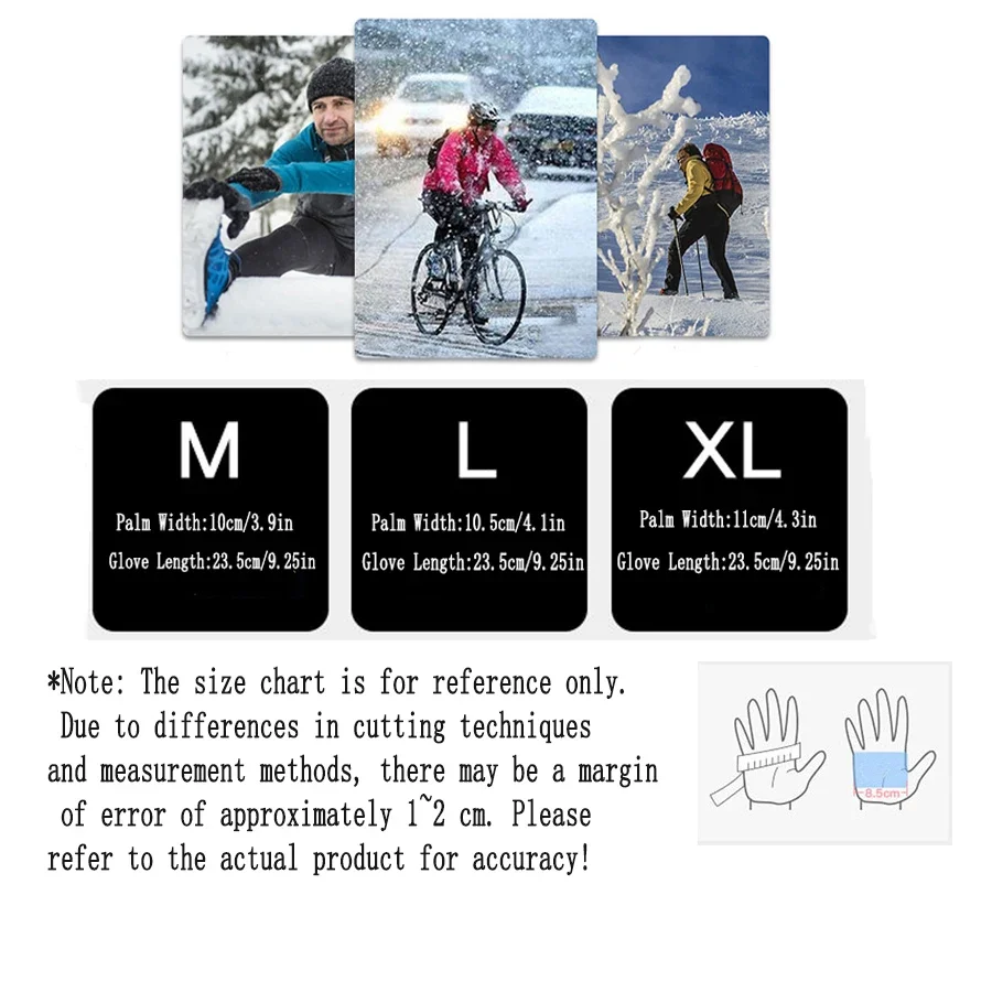 TRALOW قفازات الشتاء الدافئة للرجال والنساء شاشة تعمل باللمس مقاوم للماء عدم الانزلاق قفازات الثلج الحرارية لركوب الدراجات التنزه التزلج العمل