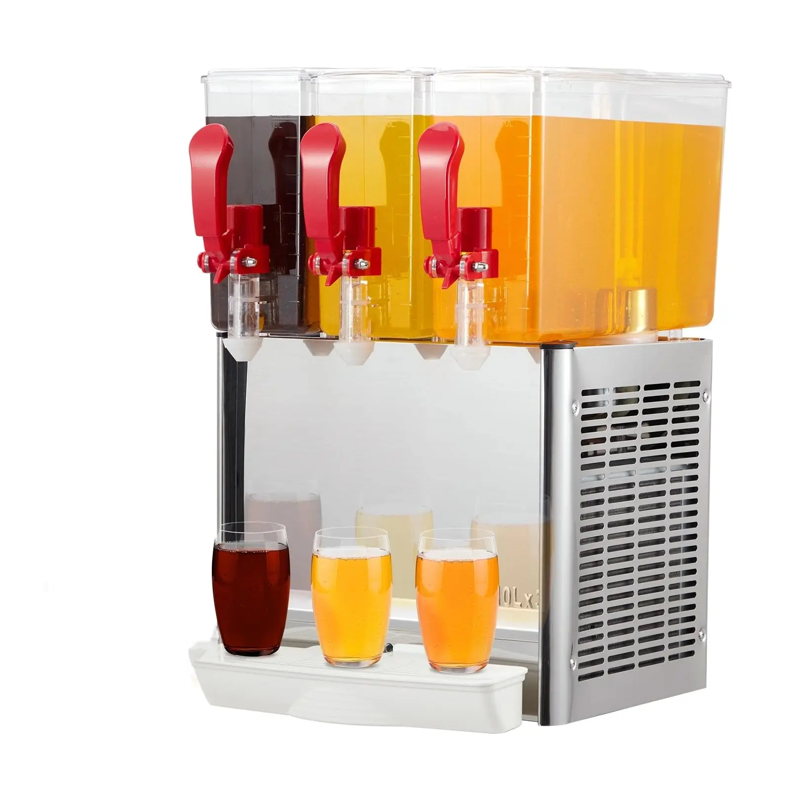 

Коммерческий диспенсер для напитков, 45 ° F-54 ° Диспенсер для холодных напитков с регулируемой температурой и 3 баками по 10 л для ресторанов и баров