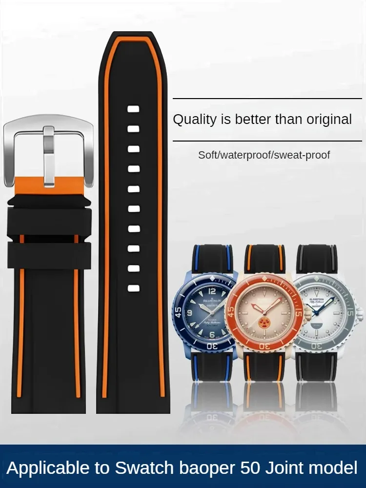 Suitable for The B-lancpain  S-watch Co Branded Five Ocean Waterproof Silicone Watch Strap 22mm