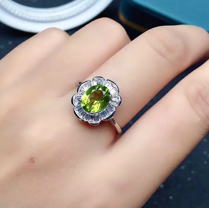 100%Natural Perdiot 2ct 7mm *9mm VVS Grade Natural Perdiot Ring for Daily Wear Solid 925 Silver Peridot Jewelry  Sterling Silver