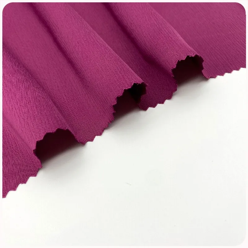 

Satin drape smooth crepe pleated fabric high-quality colored dress women's