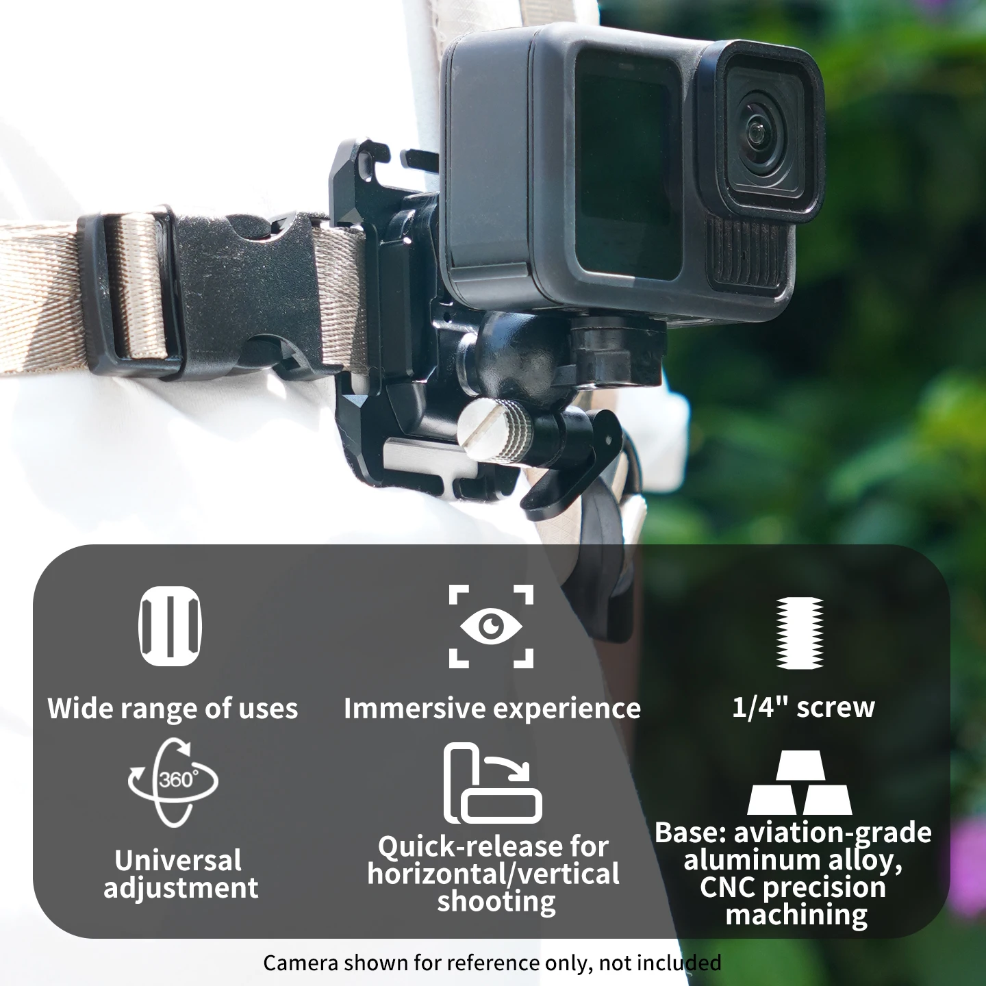 Taktische Weste MOLLE Kamerahalterung für Outdoor POV Aluminium-Basis 360° Kugelkopf Stativadapter für GoPro 13 DJI OSMO Pocket 4 – Detail 12