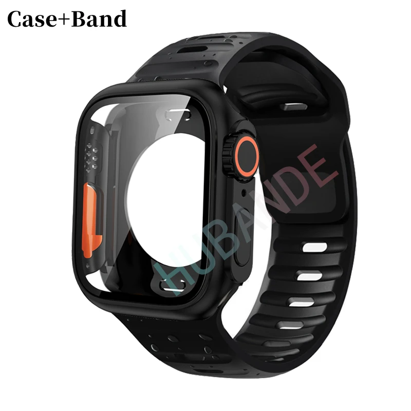 Silikonarmband für Apple Watch 44 mm, 45 mm, 41 mm, 40 mm + Displayschutzfolien, passend für iWatch Series 9, 8, 7, SE, 6, 5. – Detail 7