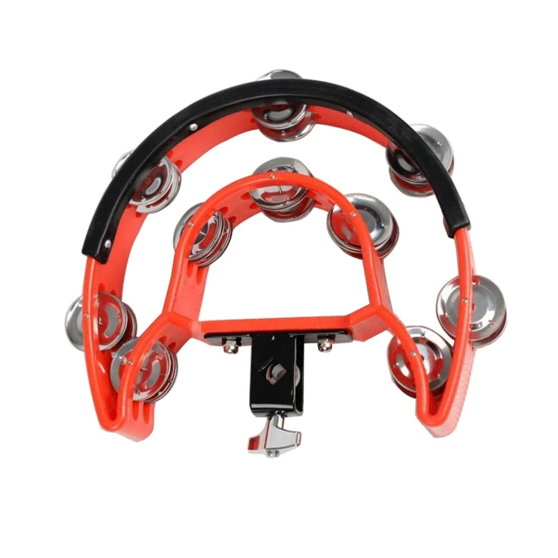 Mountable Tambourine with Mounting Eye Half Moon Plastic Base Hi-Hat Tambourine Drum Kits Accessories Durable NEW