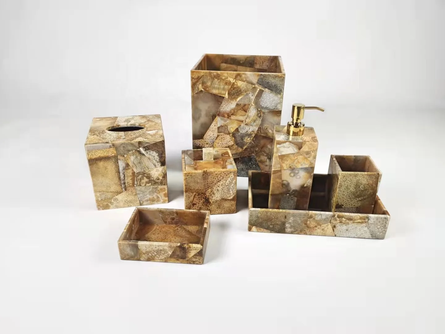 Luxury gemstone bathroom accessories set