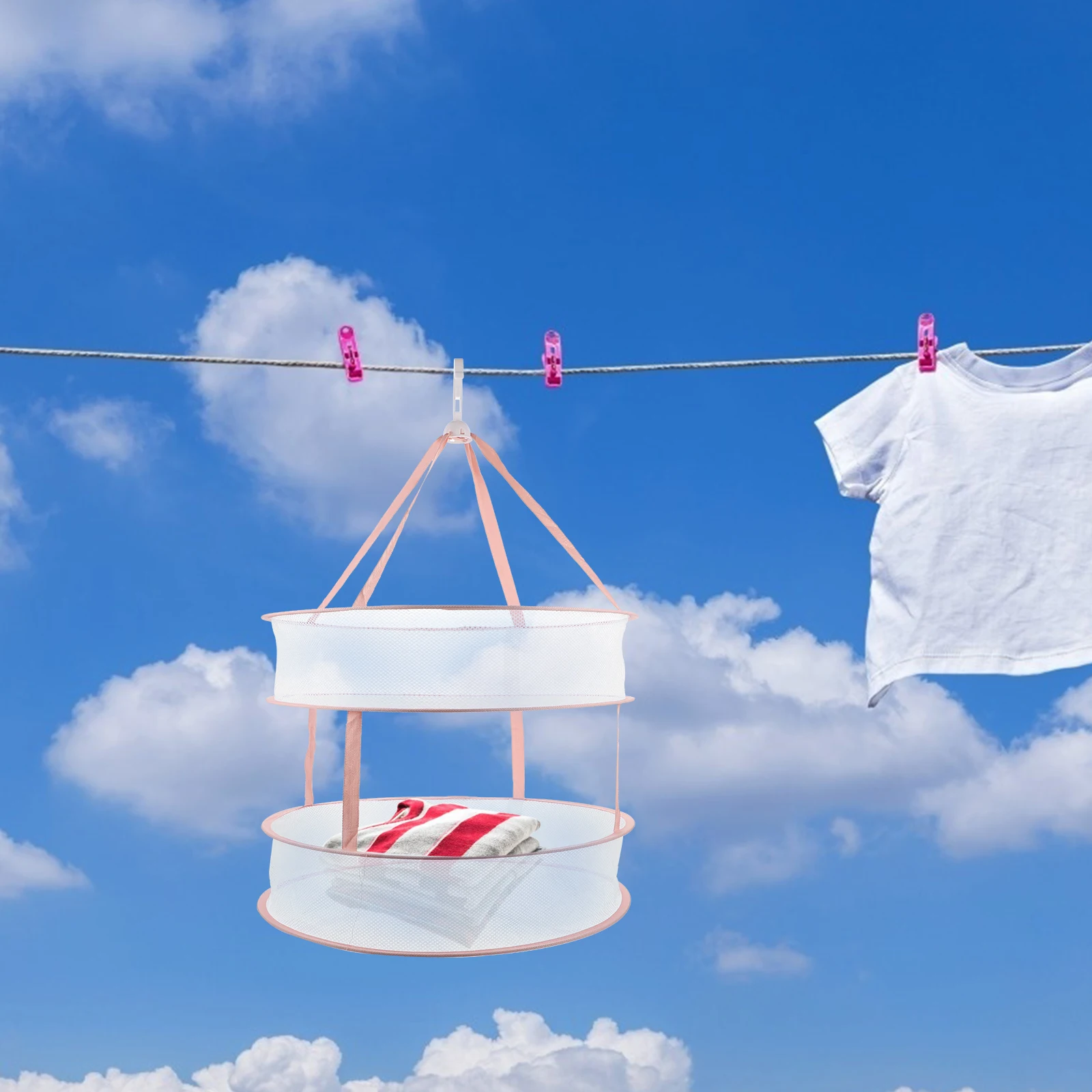 

1pc Foldable Double Layer Household Hanger Container Space Saving Laundry Drying Tool Lightweight Storage For Clothes Drying