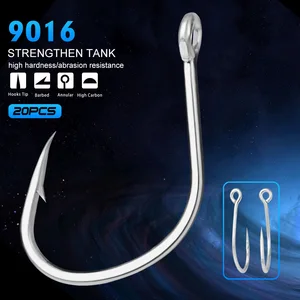 20 pcs/Fishing Hook Box 1/0-5/0 # Alto-Carbon barbed hook Fishhook GABARIT Main Main Sales Crown Crown - №6