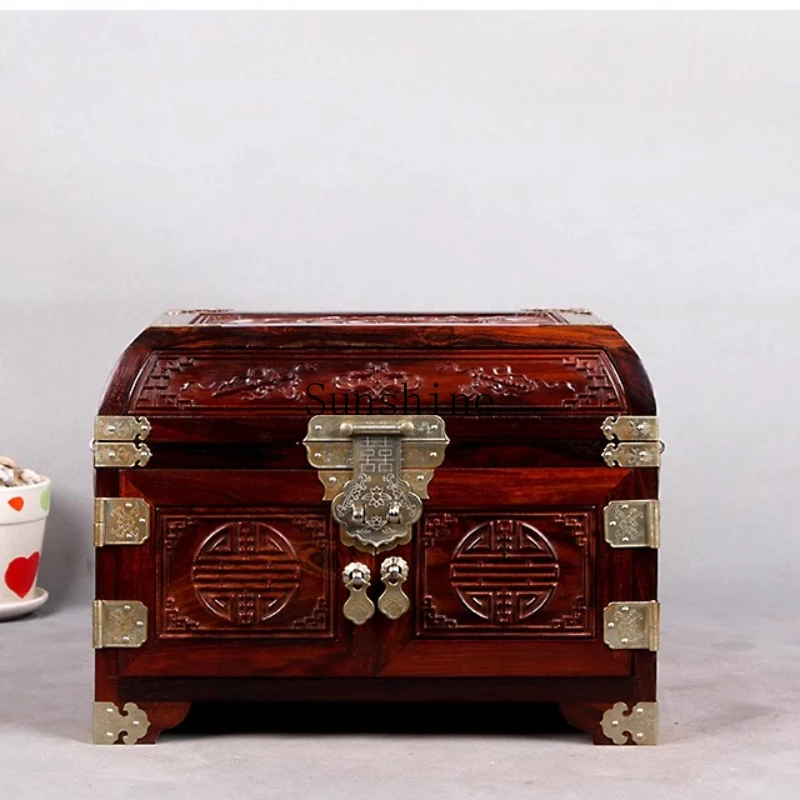 

Mahogany retro carved multi-layer jewelry box wedding dowry box