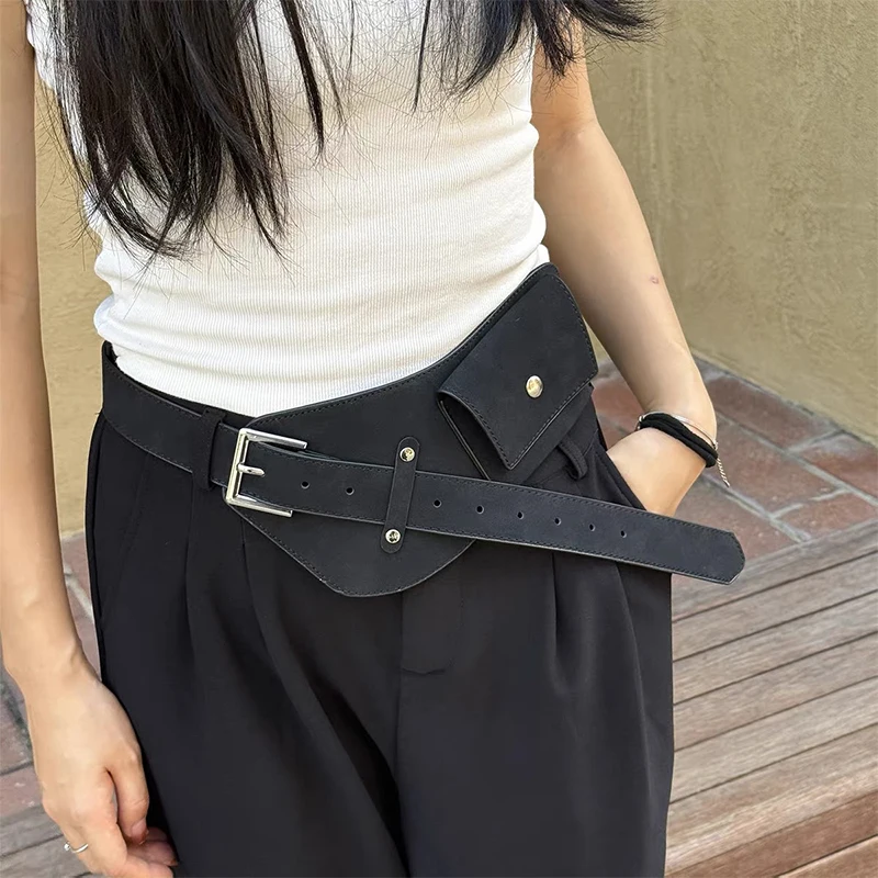 الكورية أزياء المرأة الخصر حقيبة الاتجاه البني قابل للتعديل بو الجلد المدبوغ الخصر حقيبة فتاة باردة تنوعا الزخرفية تنورة حقيبة محفظة نسائية للعملات المعدنية #4