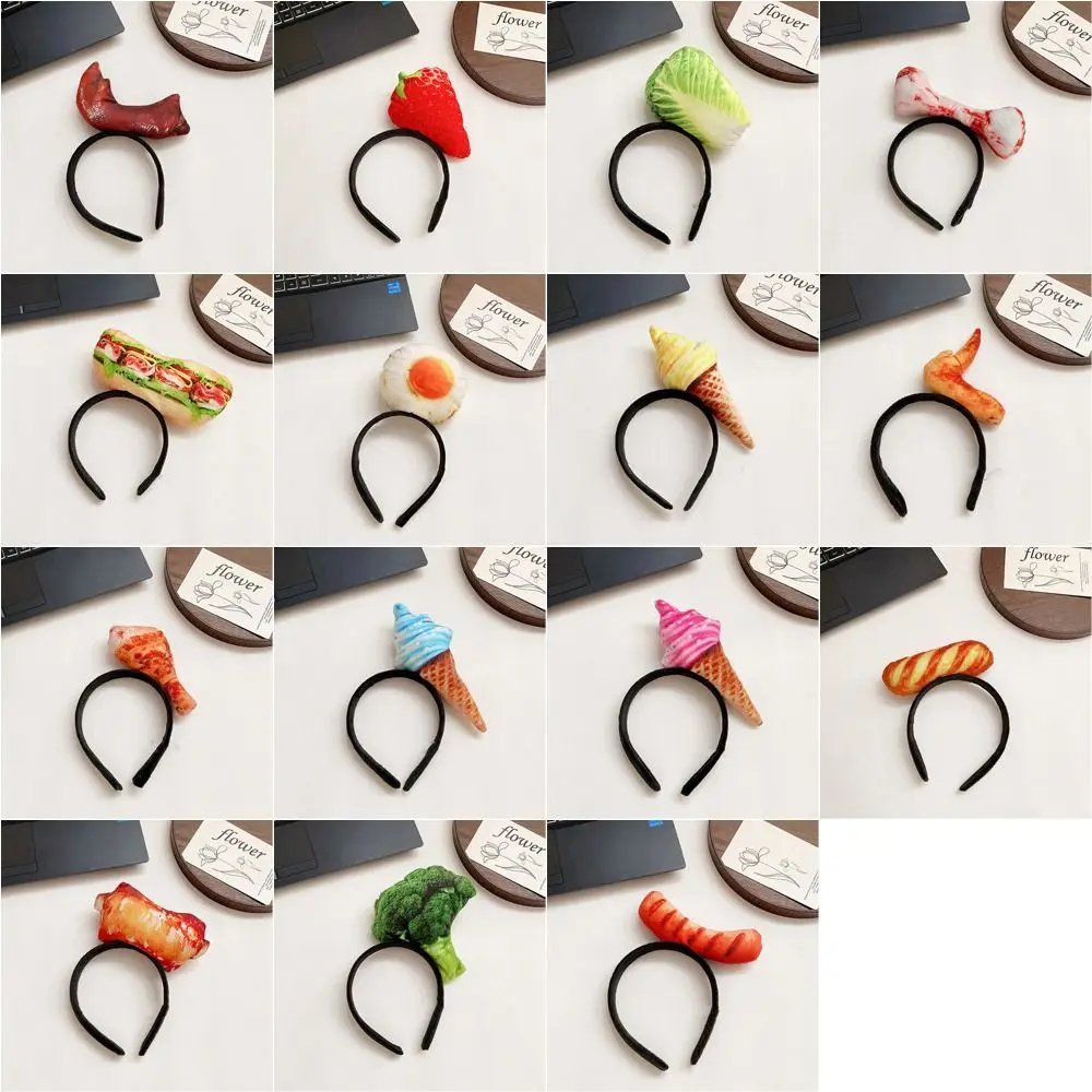 Divertente fragola simulata cibo cerchio per capelli verdura Amburgo Hotdog fascia per pane Spareribs Party